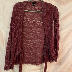 Red wine lace wrap around tied top